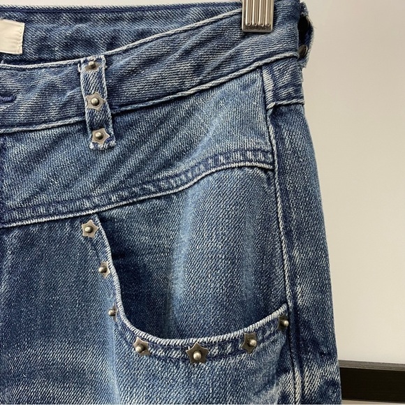 [26l] Scotch & Soda Silver Light Wash Studded Hi Rise 60’s Flare Leg Denim Jean - Picture 3 of 16